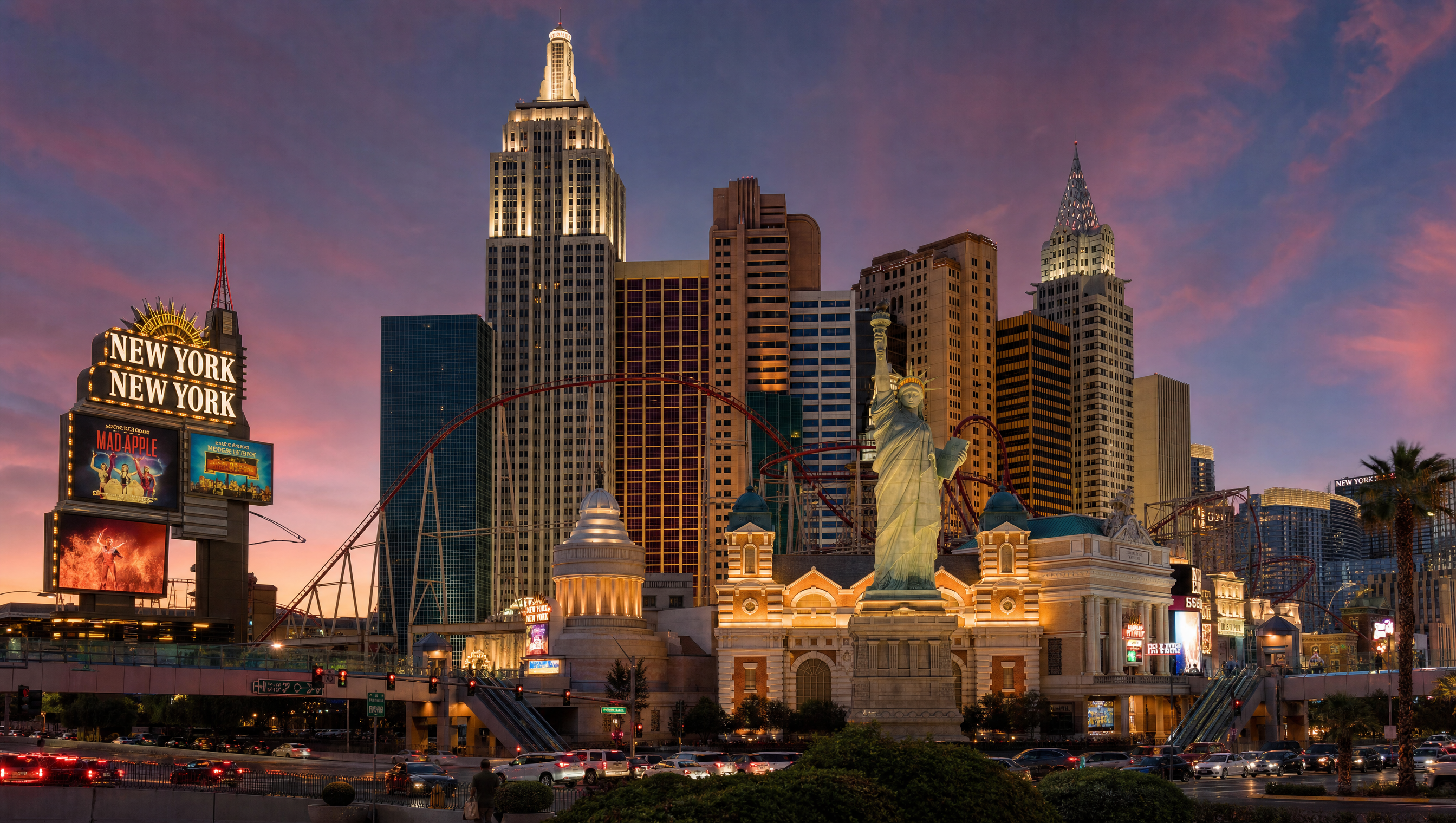 New York-New York skyline and roller coaster